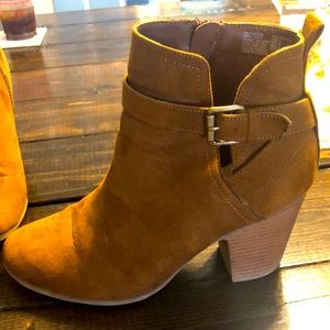 Brown suede booties